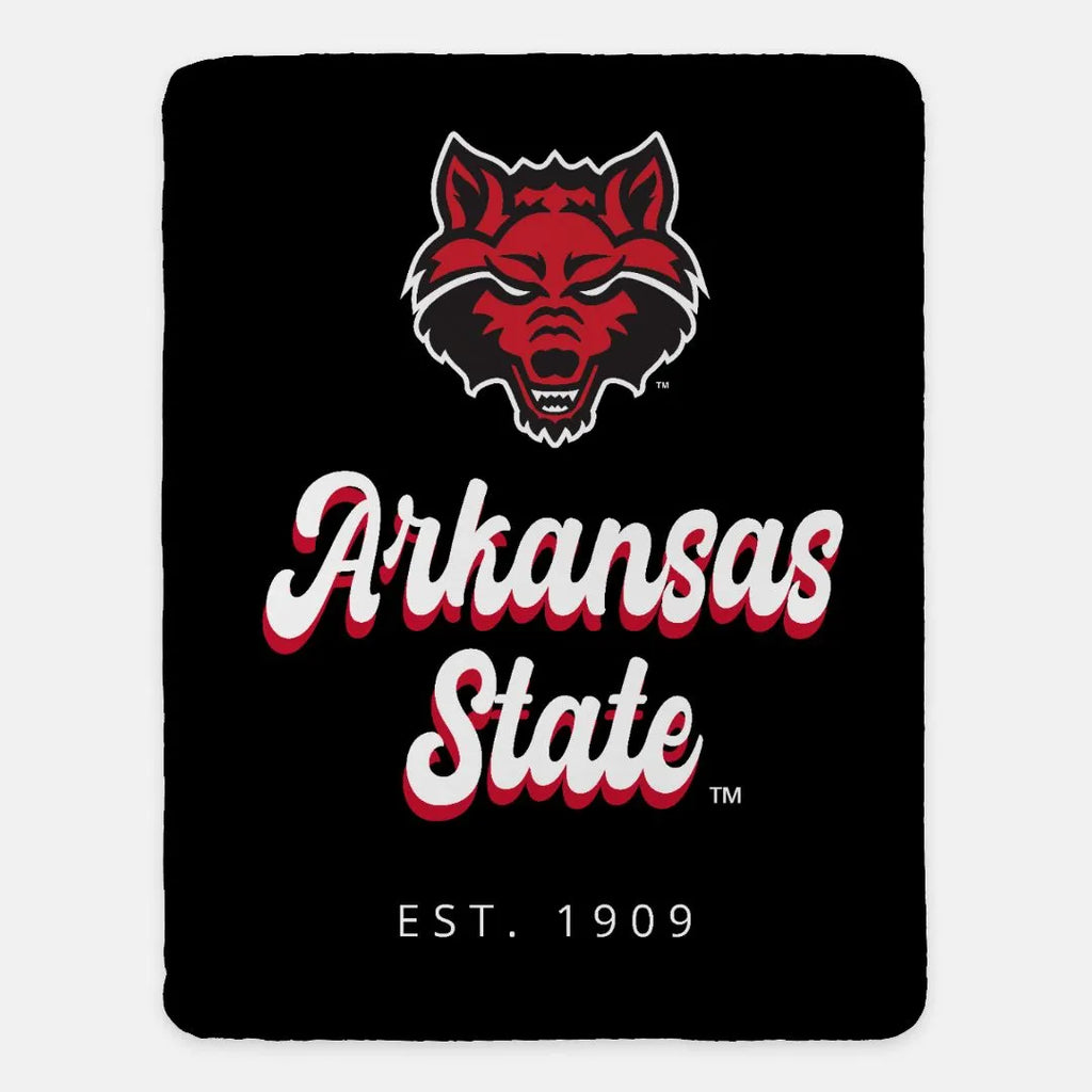 Arkansas State Retro Sherpa Blanket  60"x80" | Gift Shop | Merchandise | Decor | Festive Fit Home