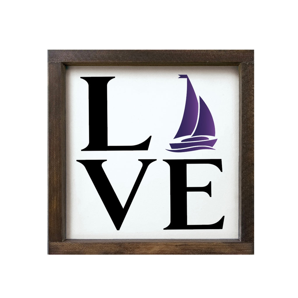 Tri Sigma 12x12 Wood Framed Sign LOVE Sailboat | Wall Art Gifts Decor | Festive Fit Home