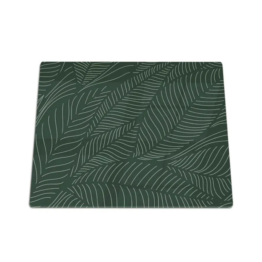 RV Camper Cooktop Cover Protector & Cutting Board - Green Abstract Lea…