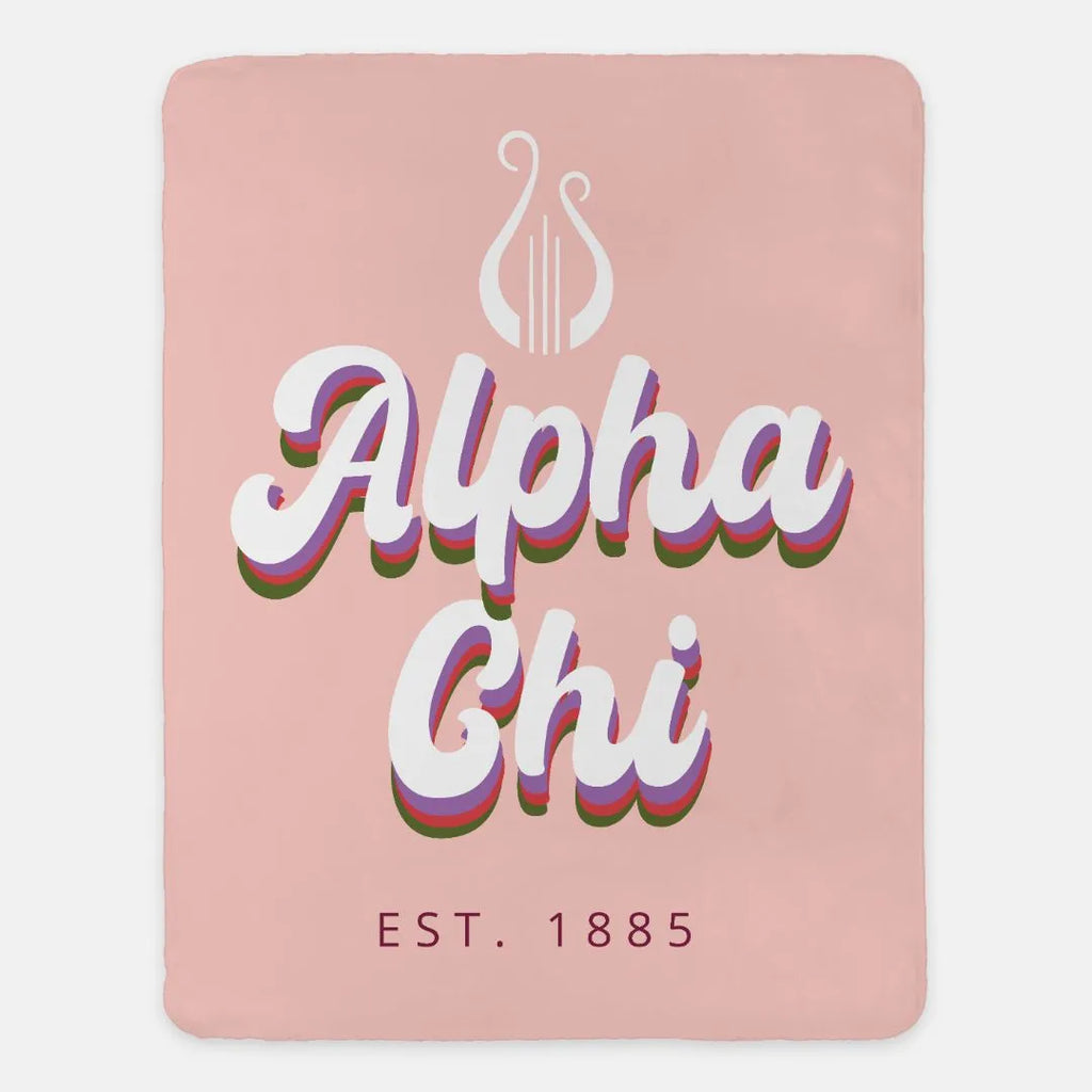 Alpha Chi Omega XL 60x80 Sherpa Blanket - Retro  | AXO Gifts & Decor