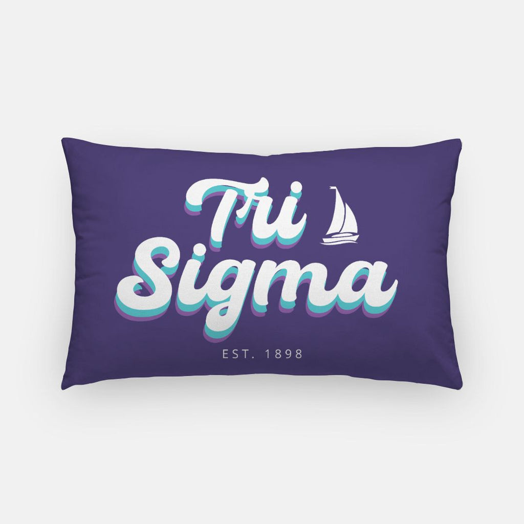 Tri Sigma Retro Lumbar Pillow Cover | Sigma Sigma Sigma Gifts & Decor | Festive Fit Home