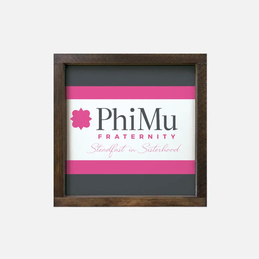 Phi Mu 12x12 Wood Framed Sign Traditional Stripes | Official Gift Shop