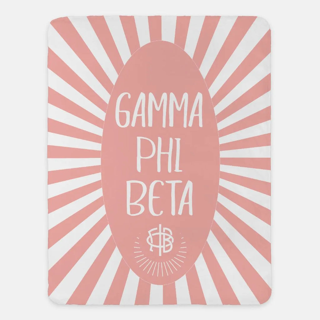 Gamma Phi Beta Sherpa Blanket XL 60x80 - Blush Starburst | GPhiB Gifts