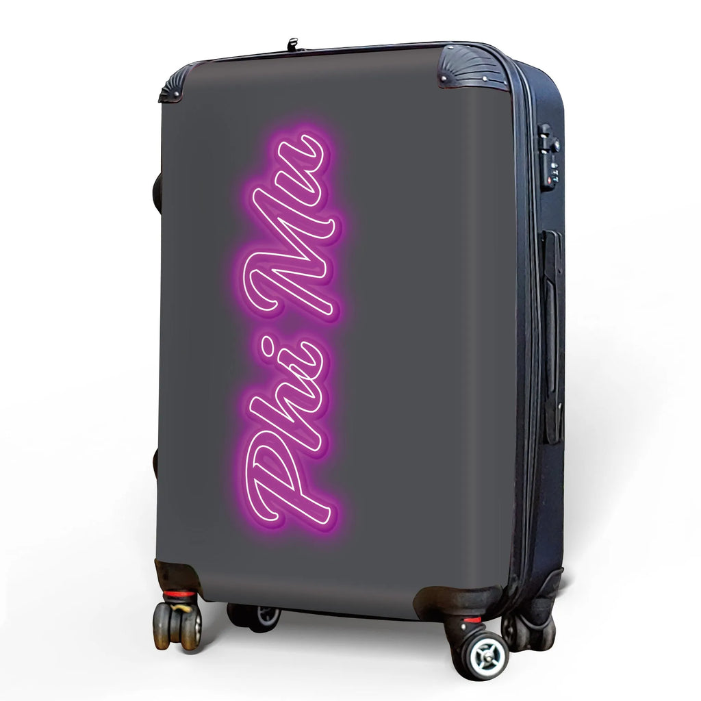 Phi Mu 20" Carry-on Suitcase Luggage Neon | Custom Gifts | Suitcase