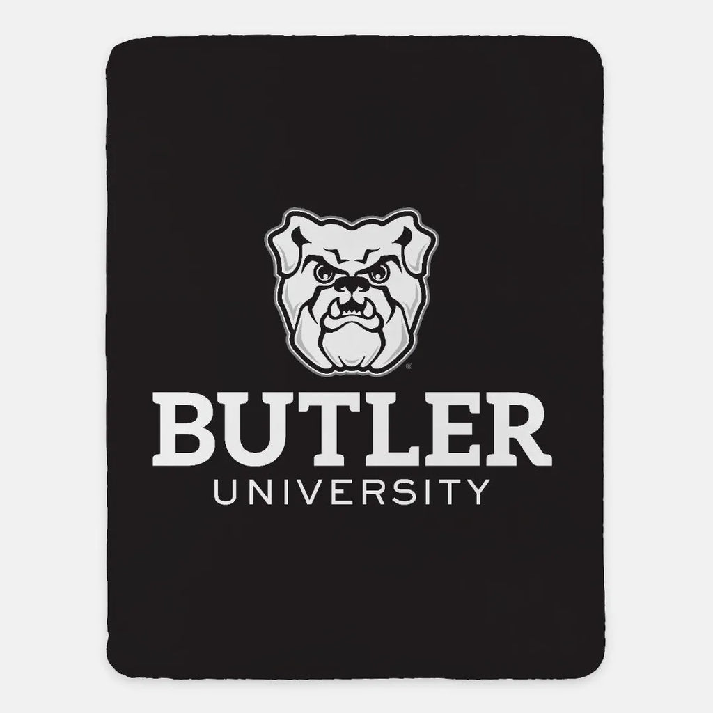 Butler University Black Sherpa Blanket - Large Logo 60"x80" | Decor and Gifts | Festive Fit Home