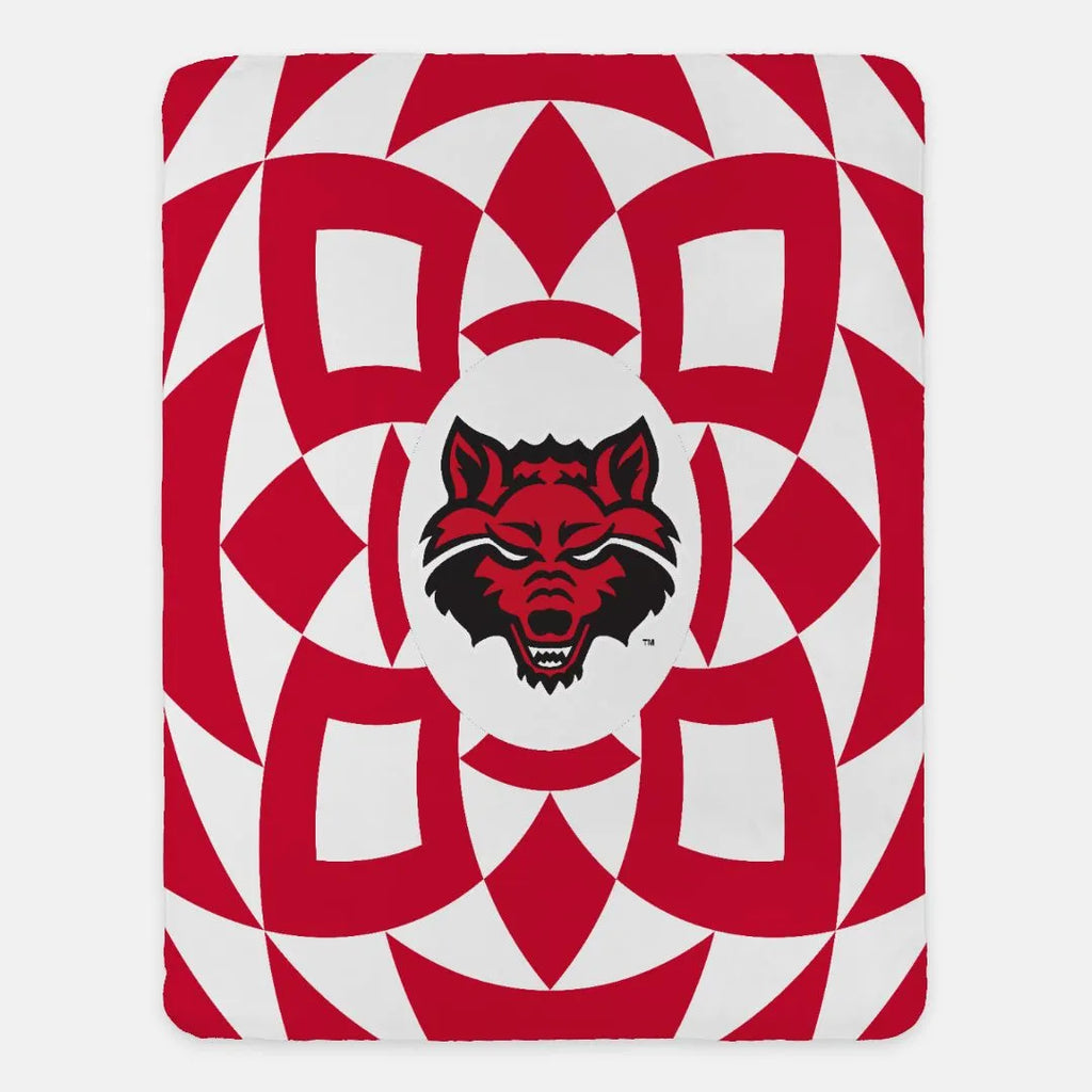 Arkansas State University Sherpa Blanket - Red Tribal 60"x80" | Merchandise | Decor | Festive Fit Home