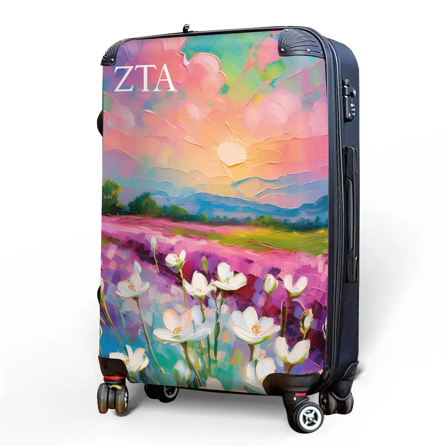 Zeta Tau Alpha  20" Carry-on Suitcase Luggage Bold White Violets | ZTA