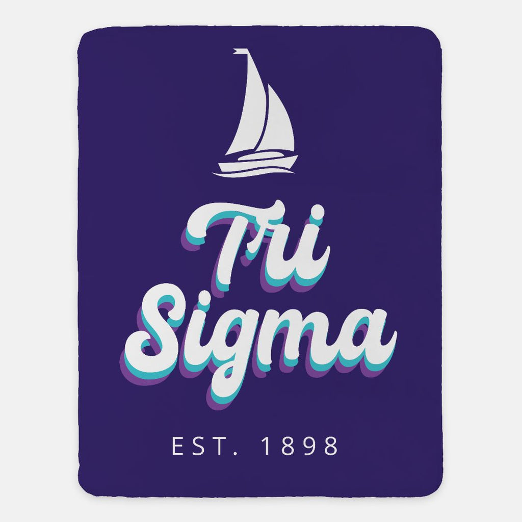 Tri Sigma XL 60x80 Sherpa Blanket Retro | Gifts, Decor & Accessories | Festive Fit Home