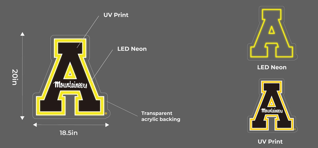 Appalachian State University LED Neon UV Print Sign | APP STATE