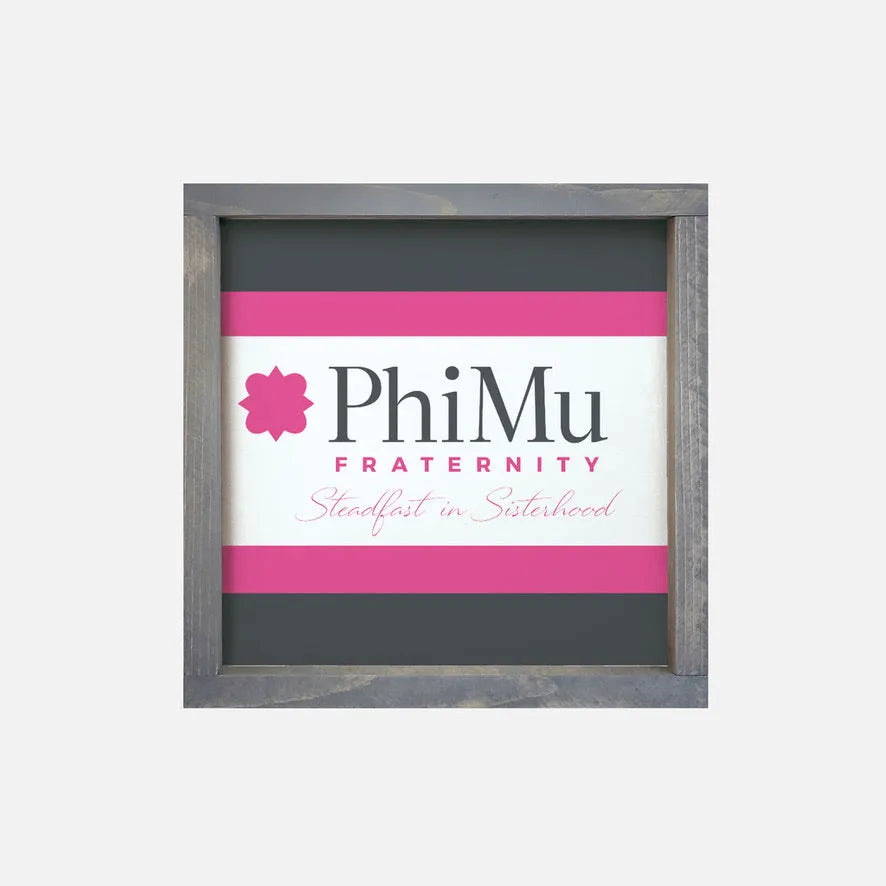 Phi Mu 12x12 Wood Framed Sign Traditional Stripes | Official Gift Shop