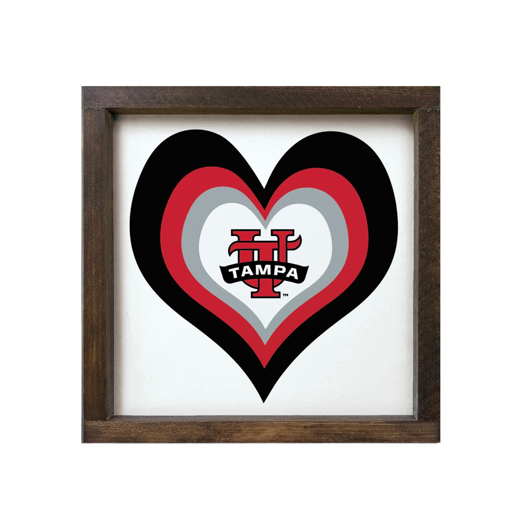 University of Tampa 12x12 Wood Framed Sign - Heart | UTampa Wall Art | Festive Fit Home