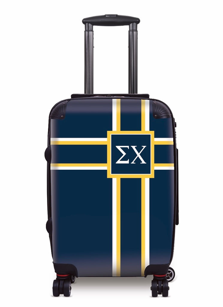 Sigma Chi 20" Carry-On Suitcase Luggage - Cross Stripes | Custom Gifts