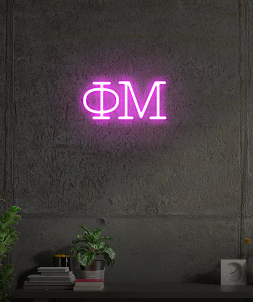 Phi Mu Greek Letters LED Neon Sign | Dorm Decor | Wall Sign