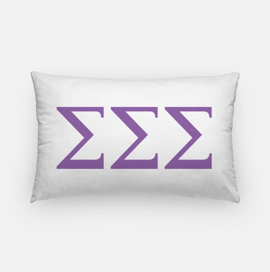 Tri Sigma Lumbar Pillow Cover Greek Letters | Official Sigma Sigma Sigma Gift Shop | Festive Fit Home