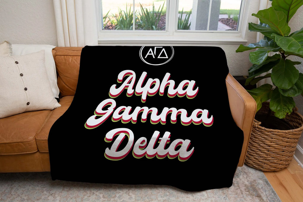 Alpha Gamma Delta Sherpa Blanket - Retro - 60"x80" | Gifts | Decor | Festive Fit Home