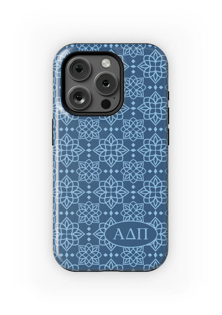 ADPi iPhone 16 15, 14 Mobile Phone Case Midnight Blue Ornate | Gifts