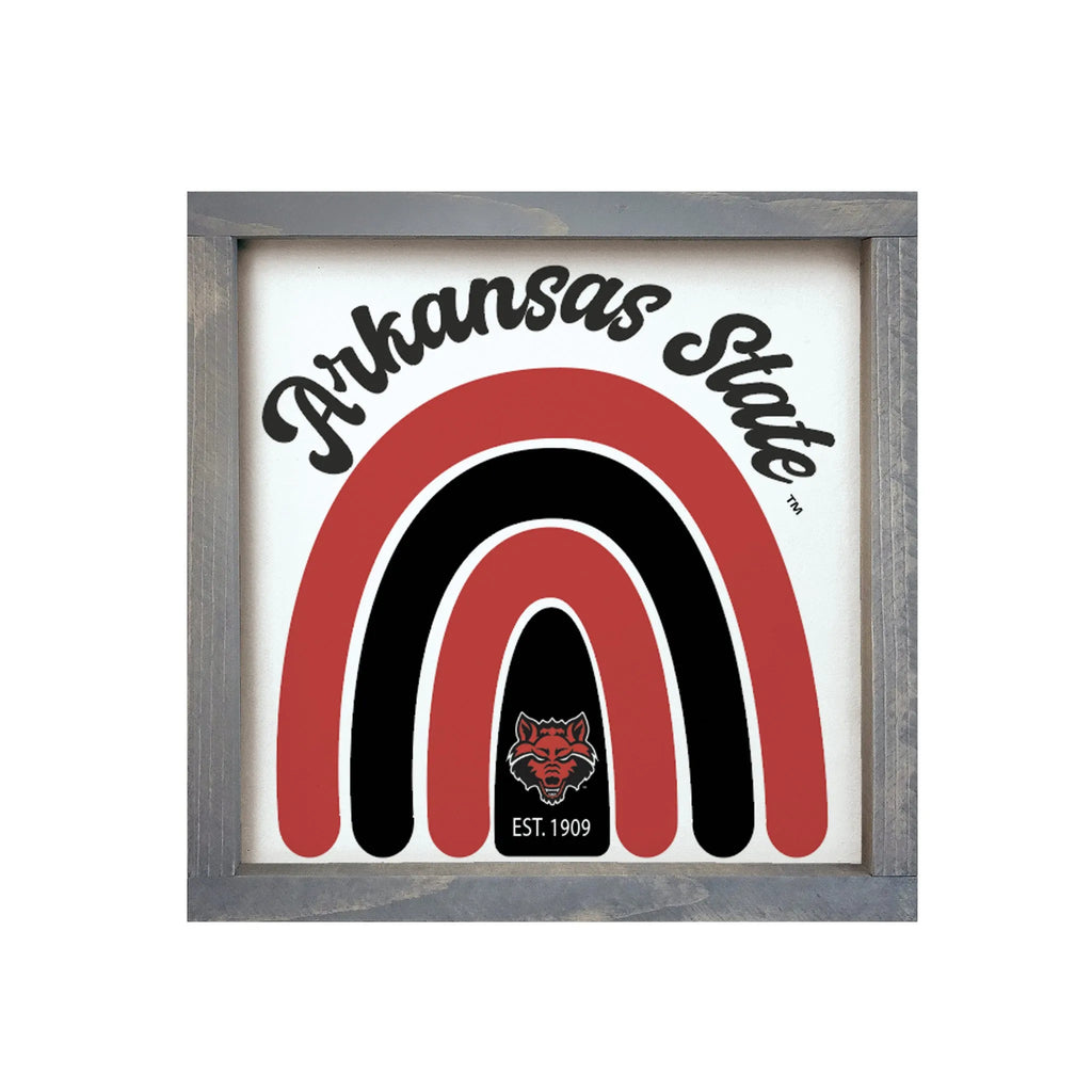 Arkansas State University Sign - Rainbow - 12"x12" | Gifts and Decor | Merchandise | Festive Fit Home