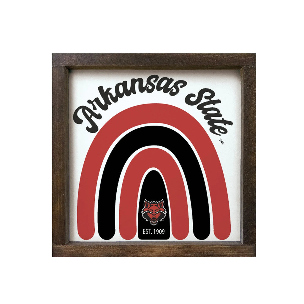 Arkansas State University Sign - Rainbow - 12"x12" | Gifts and Decor | Merchandise | Festive Fit Home