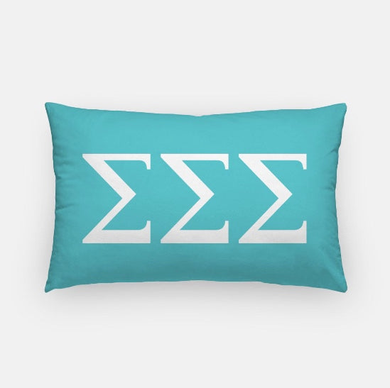 Tri Sigma Lumbar Pillow Cover Greek Letters | Official Sigma Sigma Sigma Gift Shop | Festive Fit Home