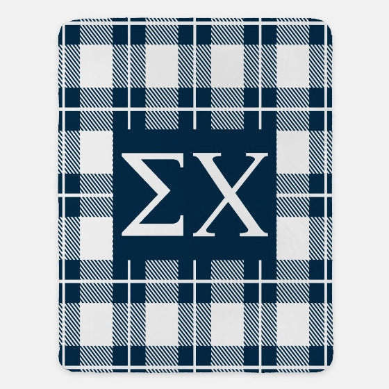 Sigma Chi XL 60x80 Sherpa Throw Blanket - Plaid | Official Merch | Gifts