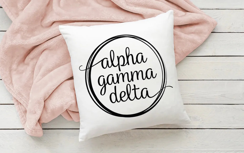 Alpha Gamma Delta Pillow Cover - Black Logo - 18" | Official Gift Shop | Merchandise | Festive Fit Home