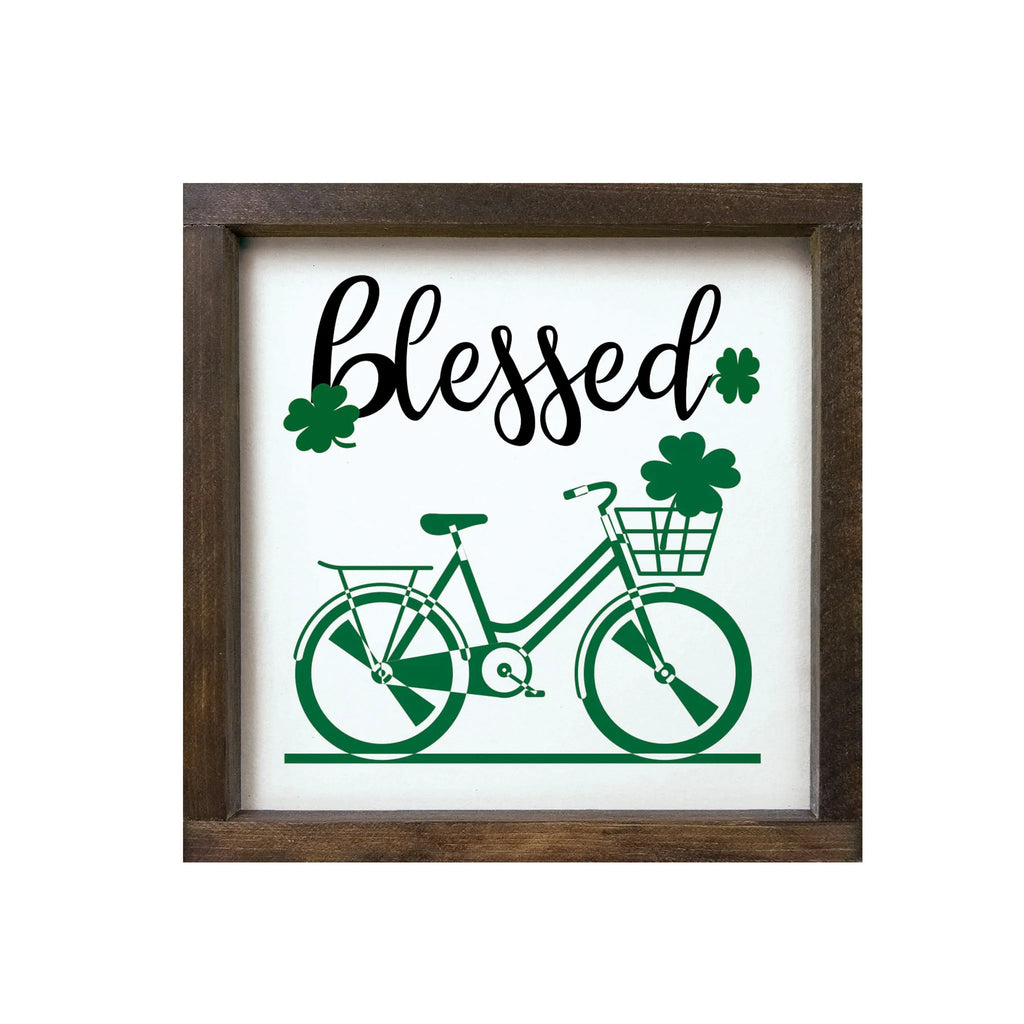 St. Patrick's Day Farmhouse Sign | Festive Fit Home | Four Leaf clover  | Irish Sign | Rustic St. Patricks Day Sign | Blessed 