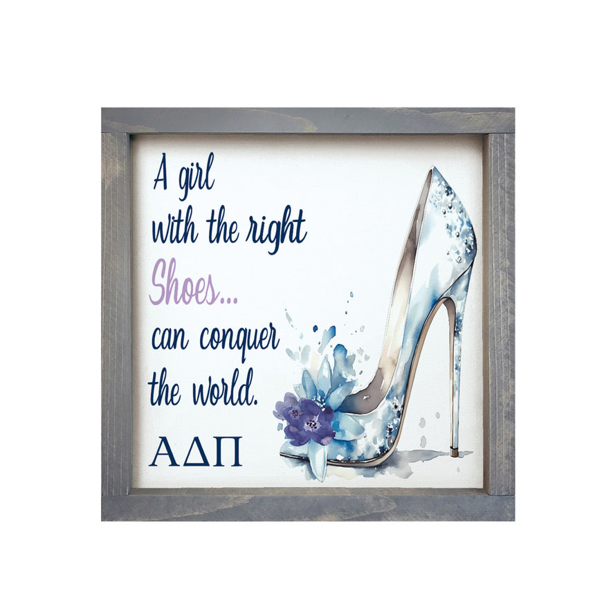 Alpha Delta Pi 12x12 Wood Framed Sign - The Right Shoes | ADPi Gifts