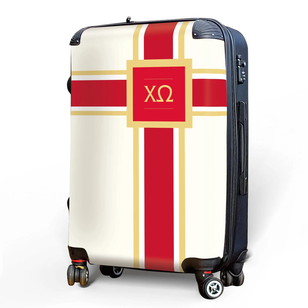 Chi Omega 20" Carry-on Suitcase Luggage - Cross Stripe | XO Gifts