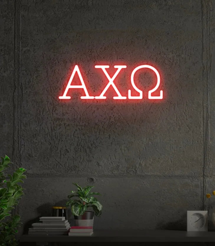 Alpha Chi Omega Greek Letters LED Neon Sign | Dorm Decor | Wall Sign