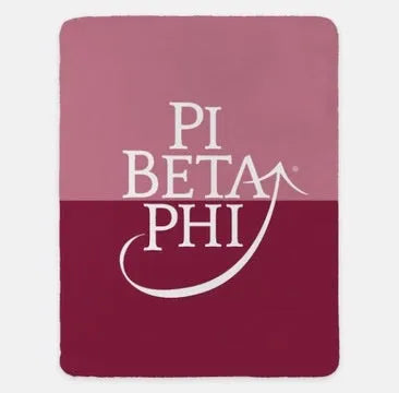 Pi Beta Phi Sherpa Blanket - Wine Color Split 60"x80" | Custom Pi Phi Gifts | Festive Fit Home