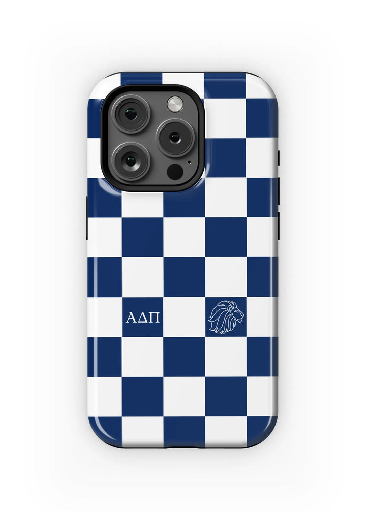 Alpha Delta Pi iPhone 16, 14, 13 Mobile Phone Case Midnight Blue Check