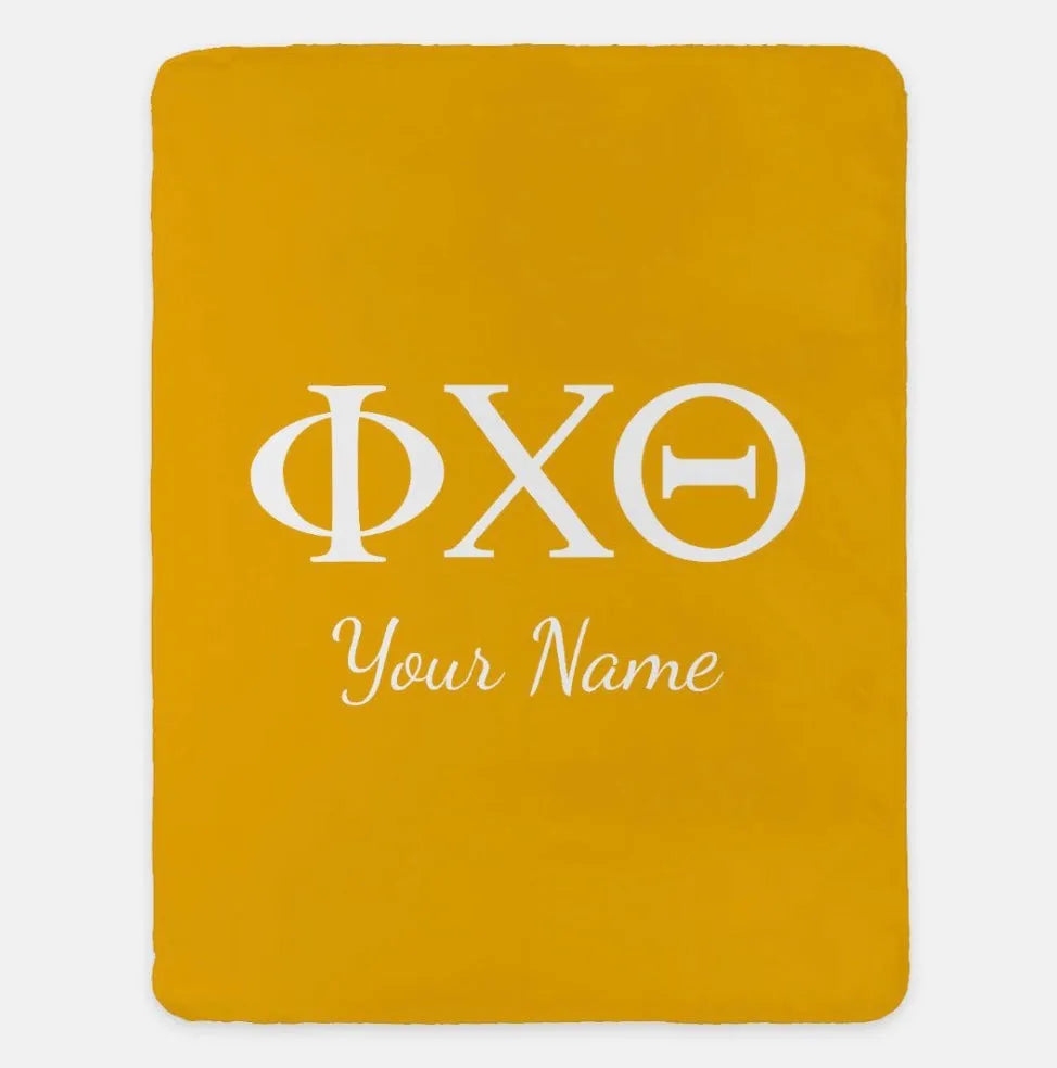 Personalized Phi Chi Theta XL 60x80 Sherpa Throw Blanket | Gifts