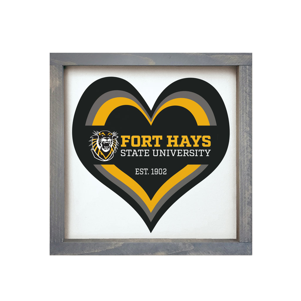 Fort Hays State University Sign - Heart 12"x12" | Custom Gifts | Decor