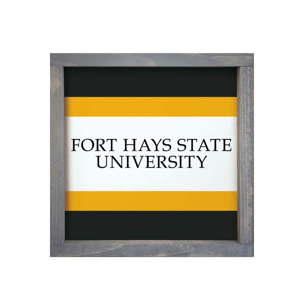 Fort Hays State University Sign - Stripes 12"x12" | Dorm Decor | Gifts