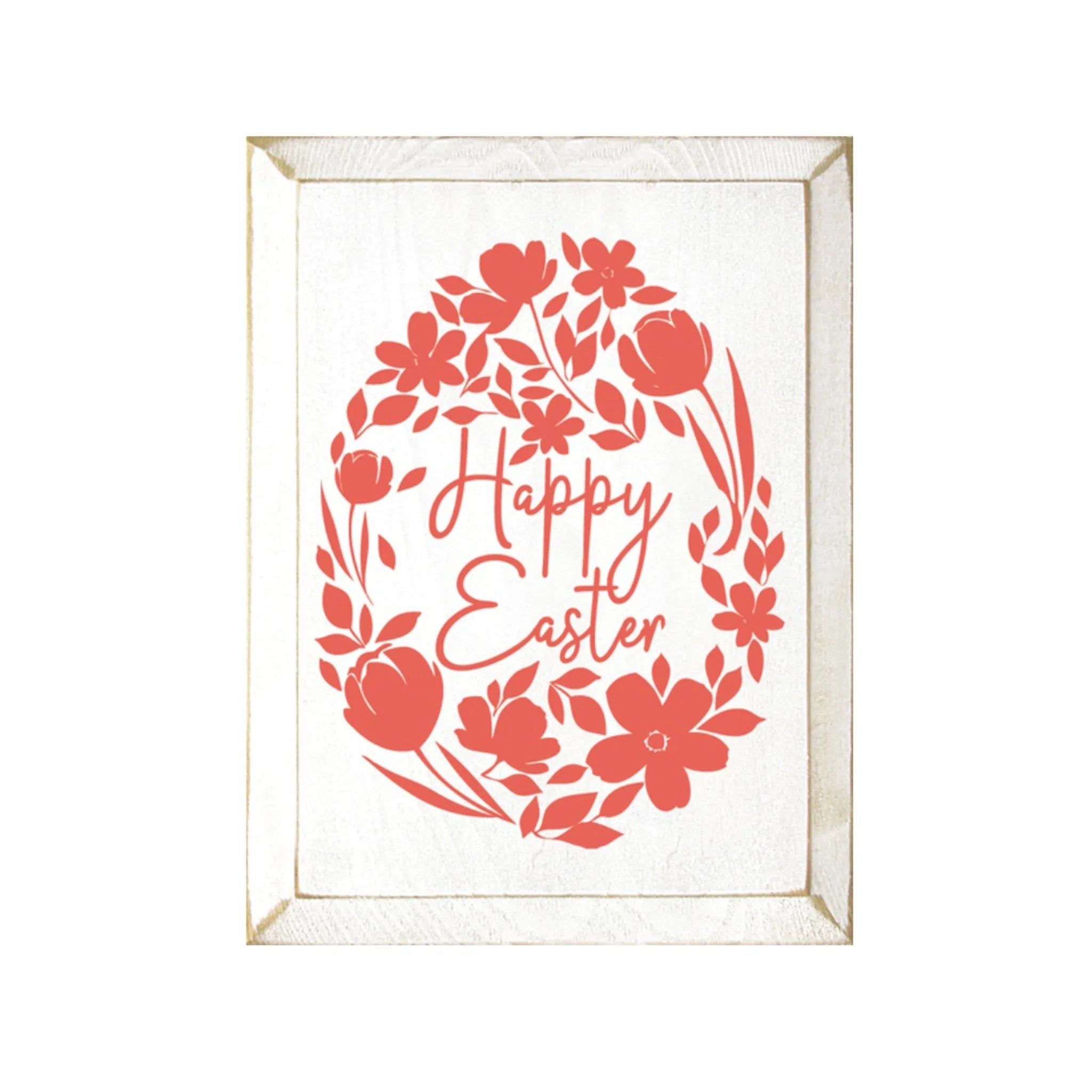 Floral Egg Happy Easter Wood Sign - 9