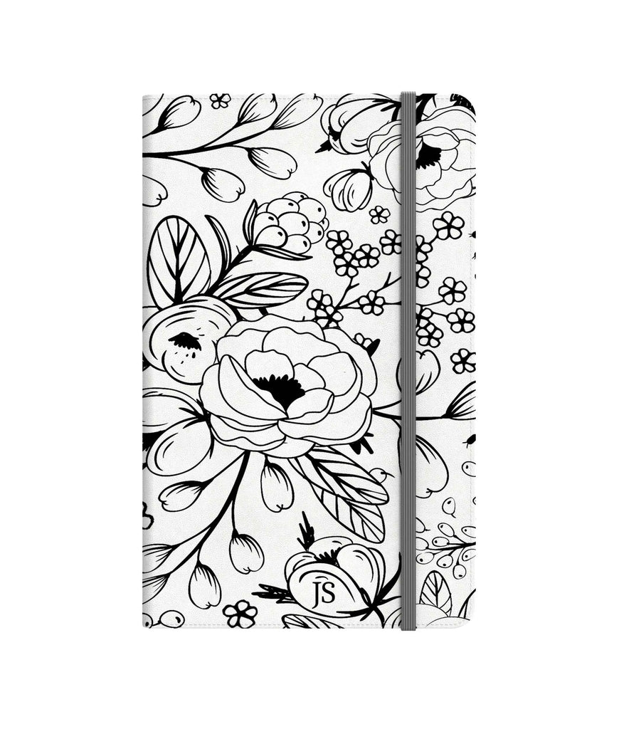 Black and White Floral Sketch Notebook Folio | College Accessories | Gifts | Festive Fit Home