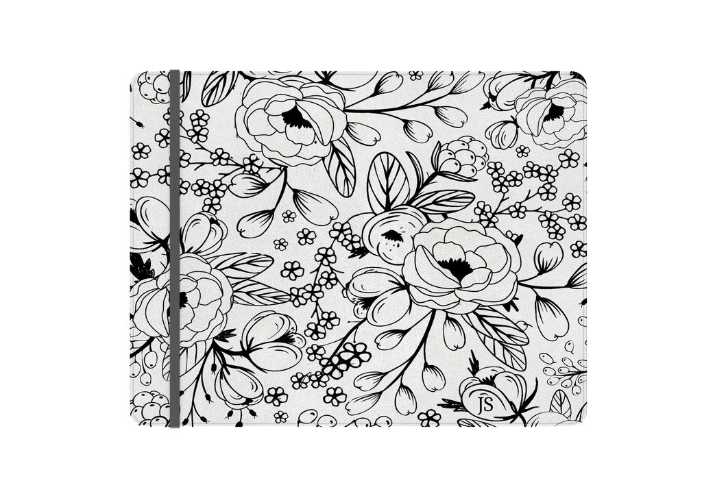 Black and White Floral Sketch Notebook Folio | College Accessories | Gifts | Festive Fit Home