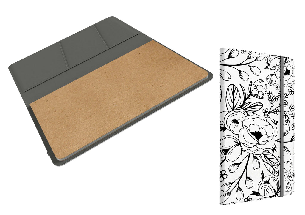 Black and White Floral Sketch Notebook Folio | College Accessories | Gifts | Festive Fit Home