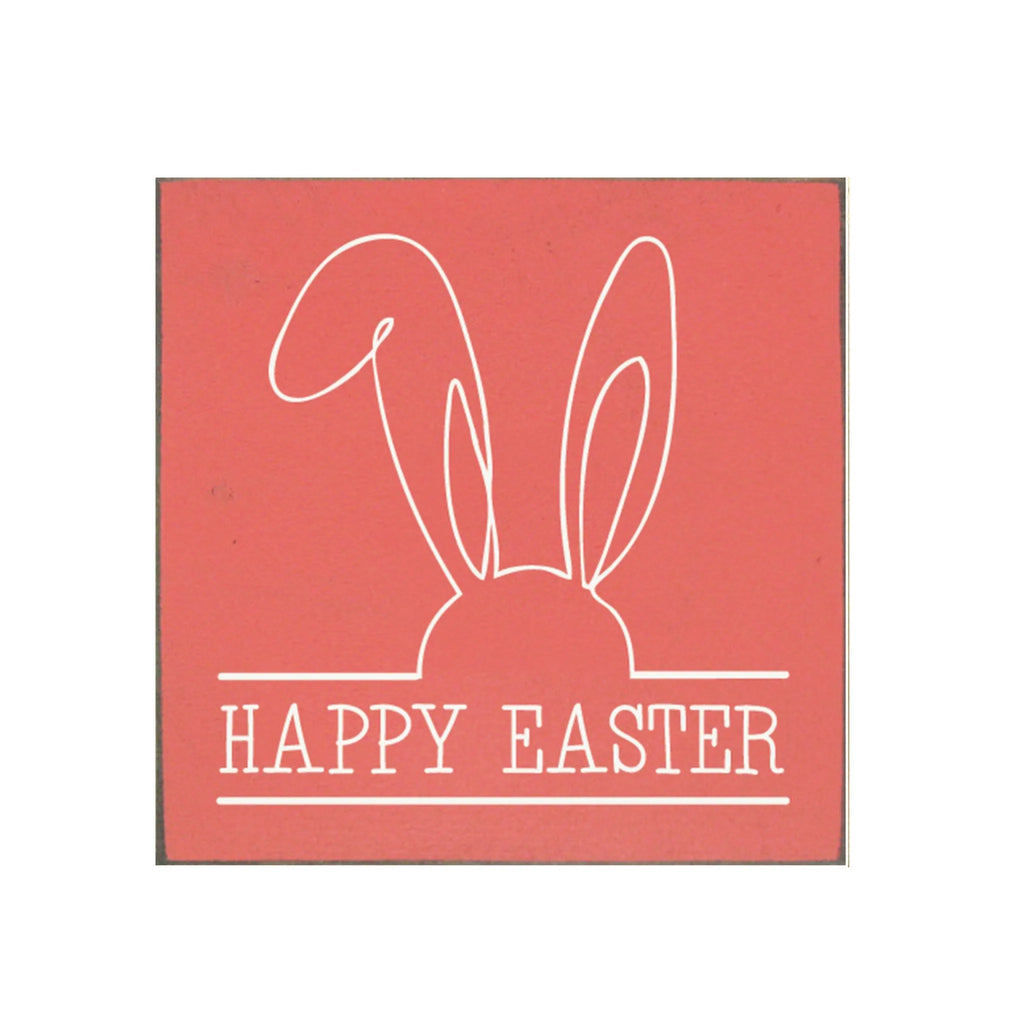 Bunny Ears Happy Easter Wood Sign - 7"x7" | Easter Home Decor | Festive Fit Home