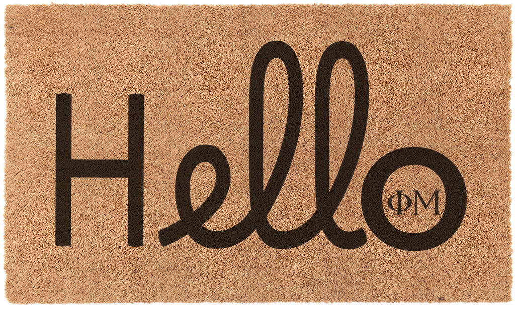 Phi Mu Coir Hello Doormat | Custom Welcome Entryway Mat | Gifts