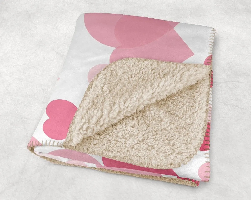 Valentines Pink Hearts Sherpa Blanket - 60"x80" | Gifts and Decor | Festive Fit Home