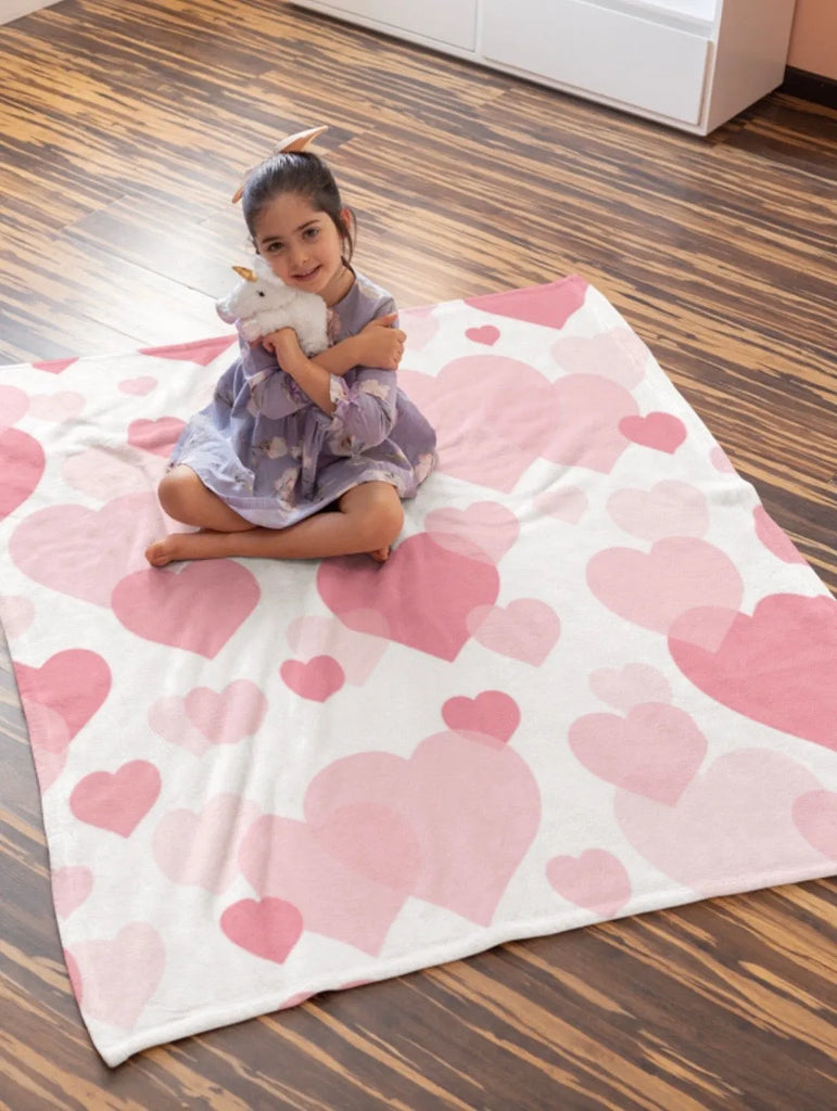 Valentines Pink Hearts Sherpa Blanket - 60"x80" | Gifts and Decor | Festive Fit Home