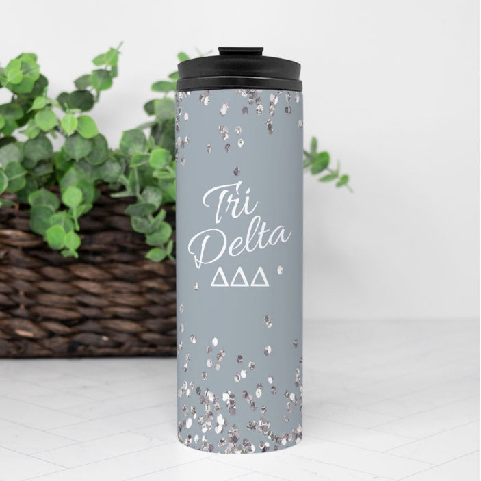 Tri Delta Thermal Tumbler - Glitter | Custom Gifts | Accessories