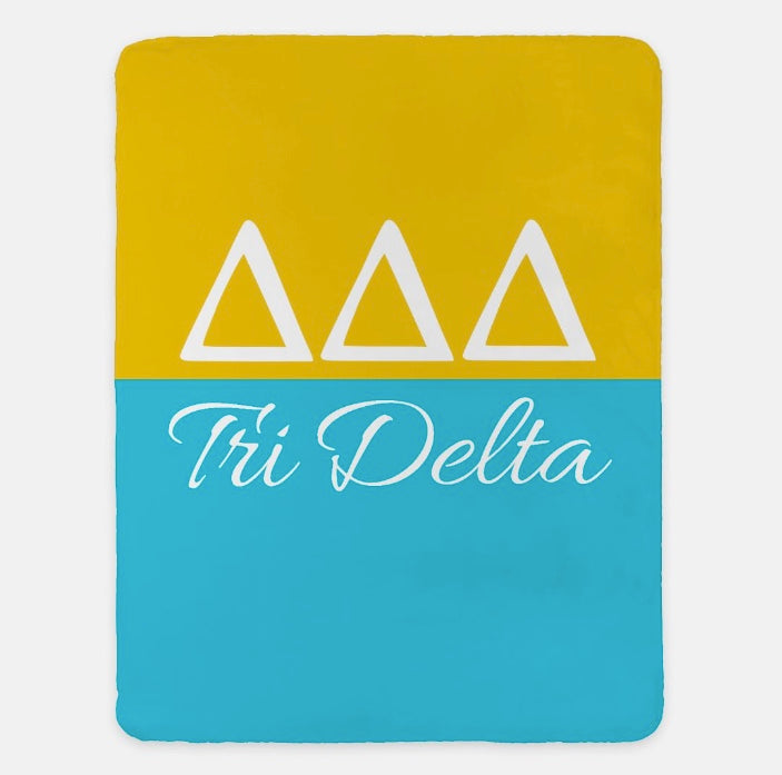 Tri Delta Sherpa Blanket - Color Split 60"x80" | Custom Gifts | Decor