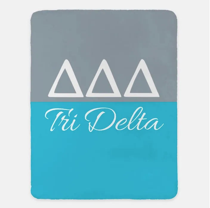 Tri Delta Sherpa Blanket XL 60x80 Color Block | Custom Gifts & Decor | Festive Fit Home