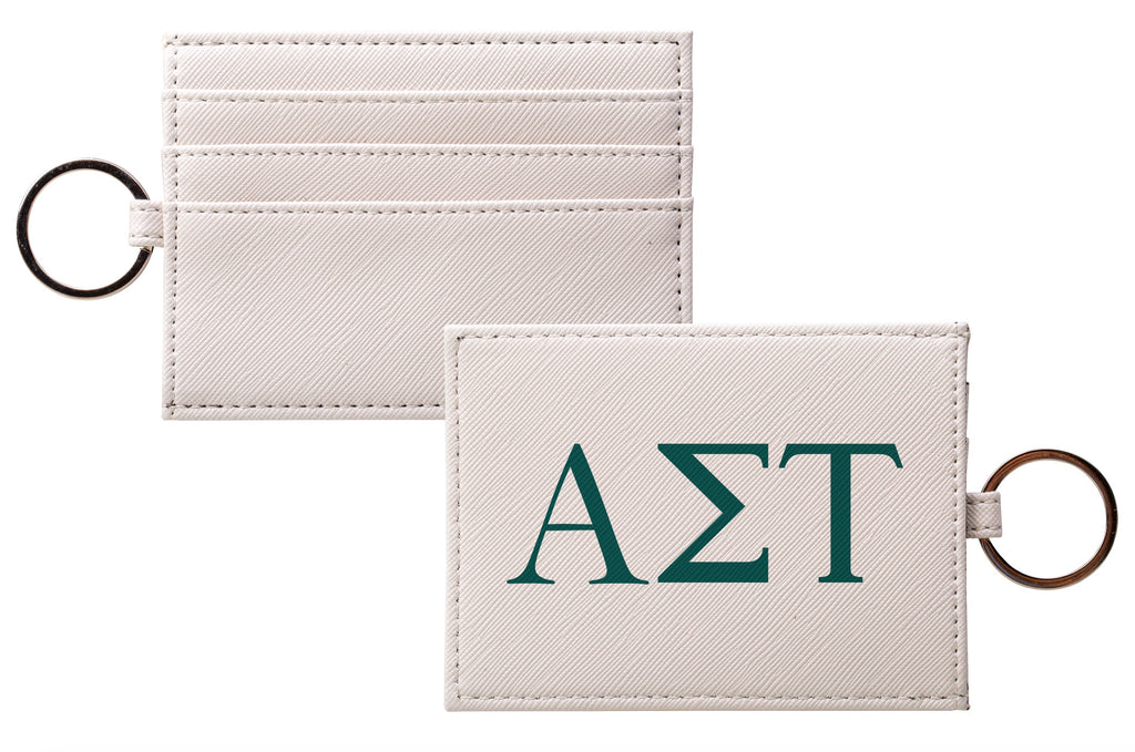Alpha Sigma Tau Cardholder Saffiano Leather Finish - Greek Letters