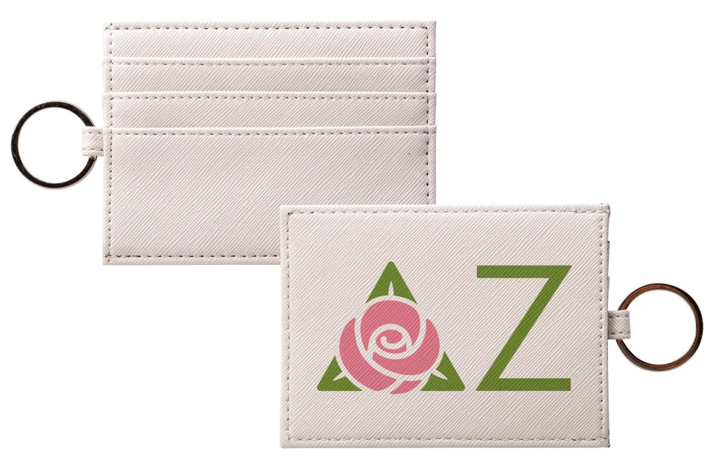 Delta Zeta Card Holder Vegan Leather Saffiano Finish - Greek Letters