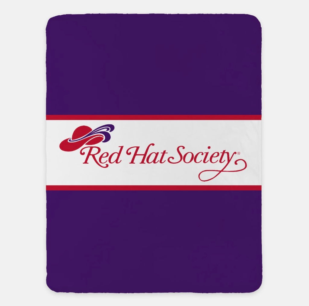 Red Hat Society Sherpa Blanket - Center Band | Official Gift Shop