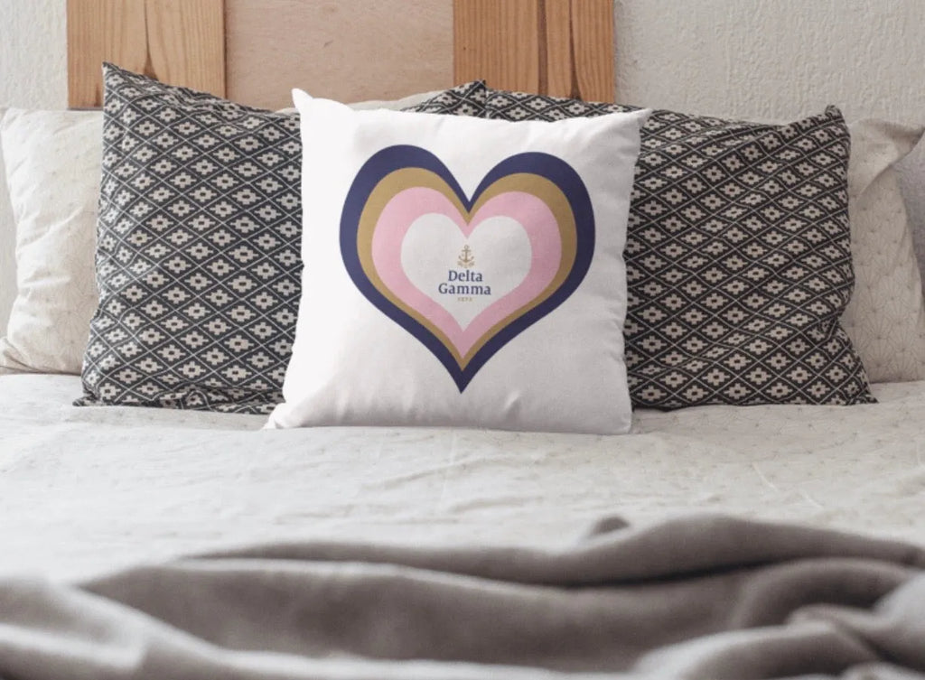 Delta Gamma Layered Heart Throw Pillow Cover - 18" | Gifts an Decor | Festive Fit Home