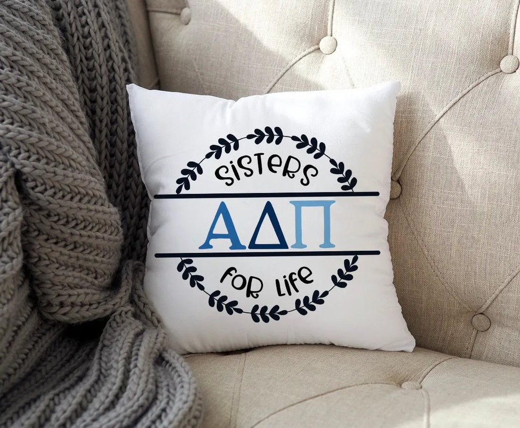 Alpha Delta Pi Throw Pillow Cover -18" - Sisters for Life | Gifts 